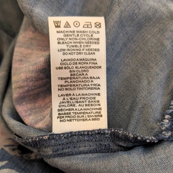 STANDARD GRACE Women's floral denim button-up shirt, adjustable sleeves, MEDIUM - Picture 16 of 16